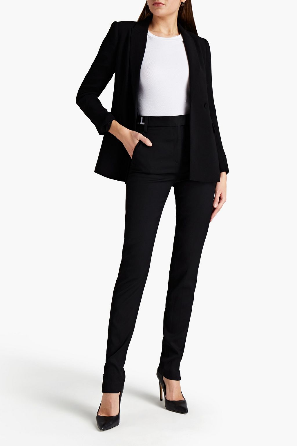 JUST CAVALLI Jacquard-trimmed piqué skinny pants