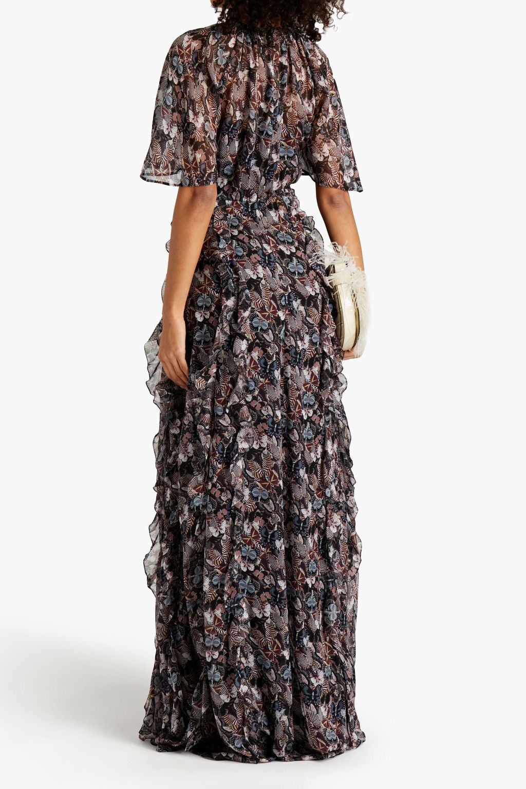 VALENTINO GARAVANI Ruffled printed silk-voile gown