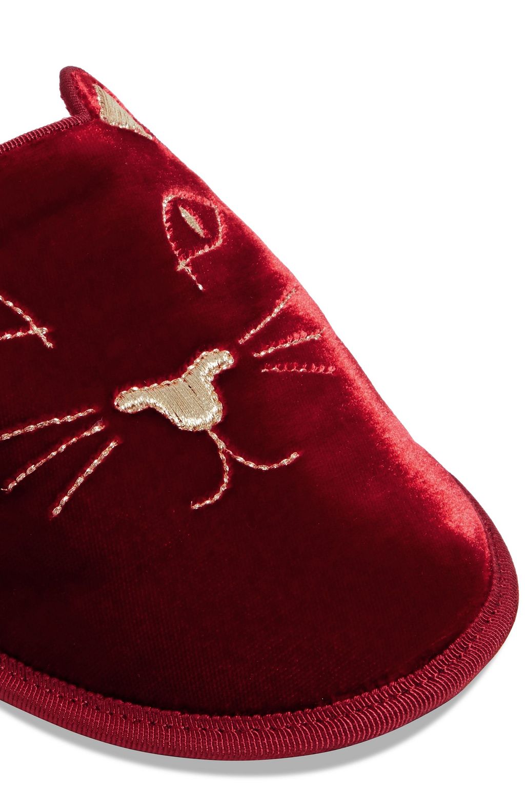 CHARLOTTE OLYMPIA Kitty embroidered velvet slippers