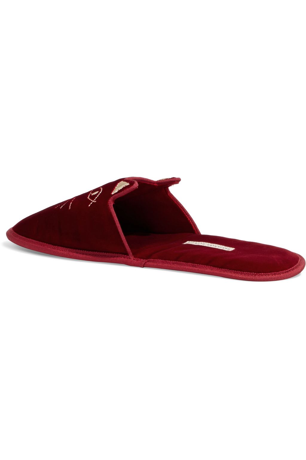 CHARLOTTE OLYMPIA Kitty embroidered velvet slippers