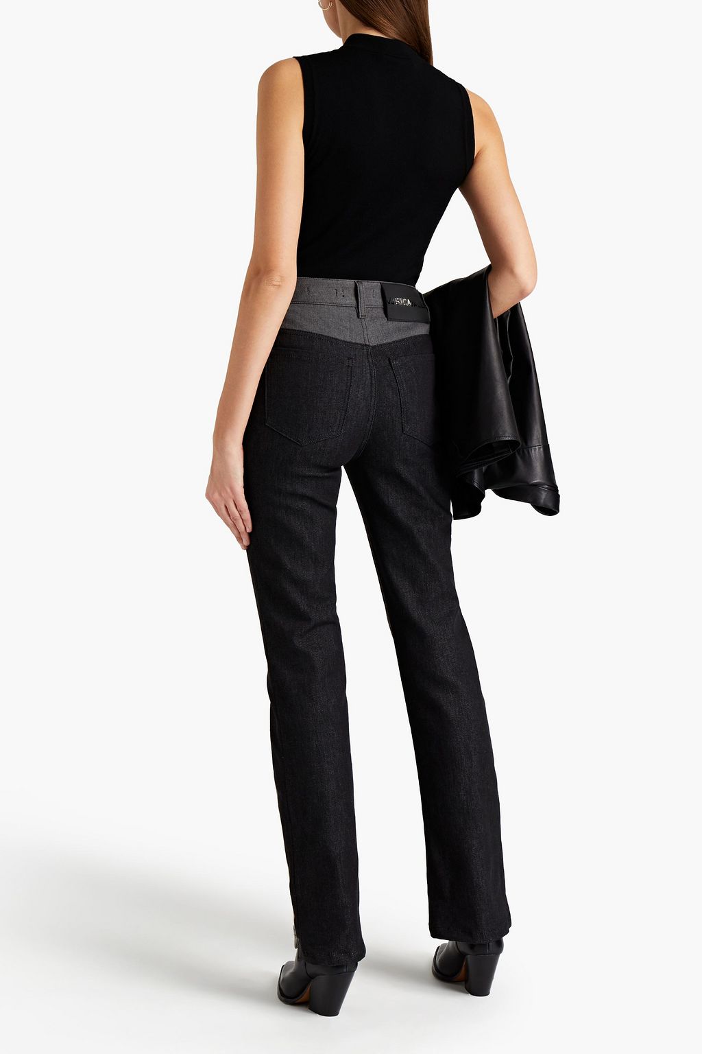 JUST CAVALLI Patchwork-effect high-rise straight-leg jeans