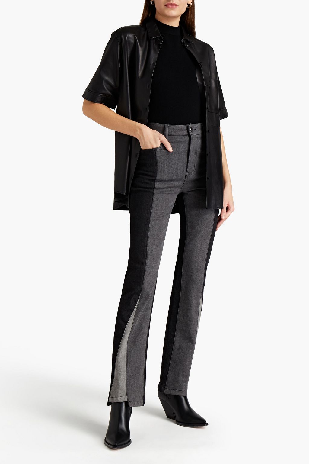 JUST CAVALLI Patchwork-effect high-rise straight-leg jeans