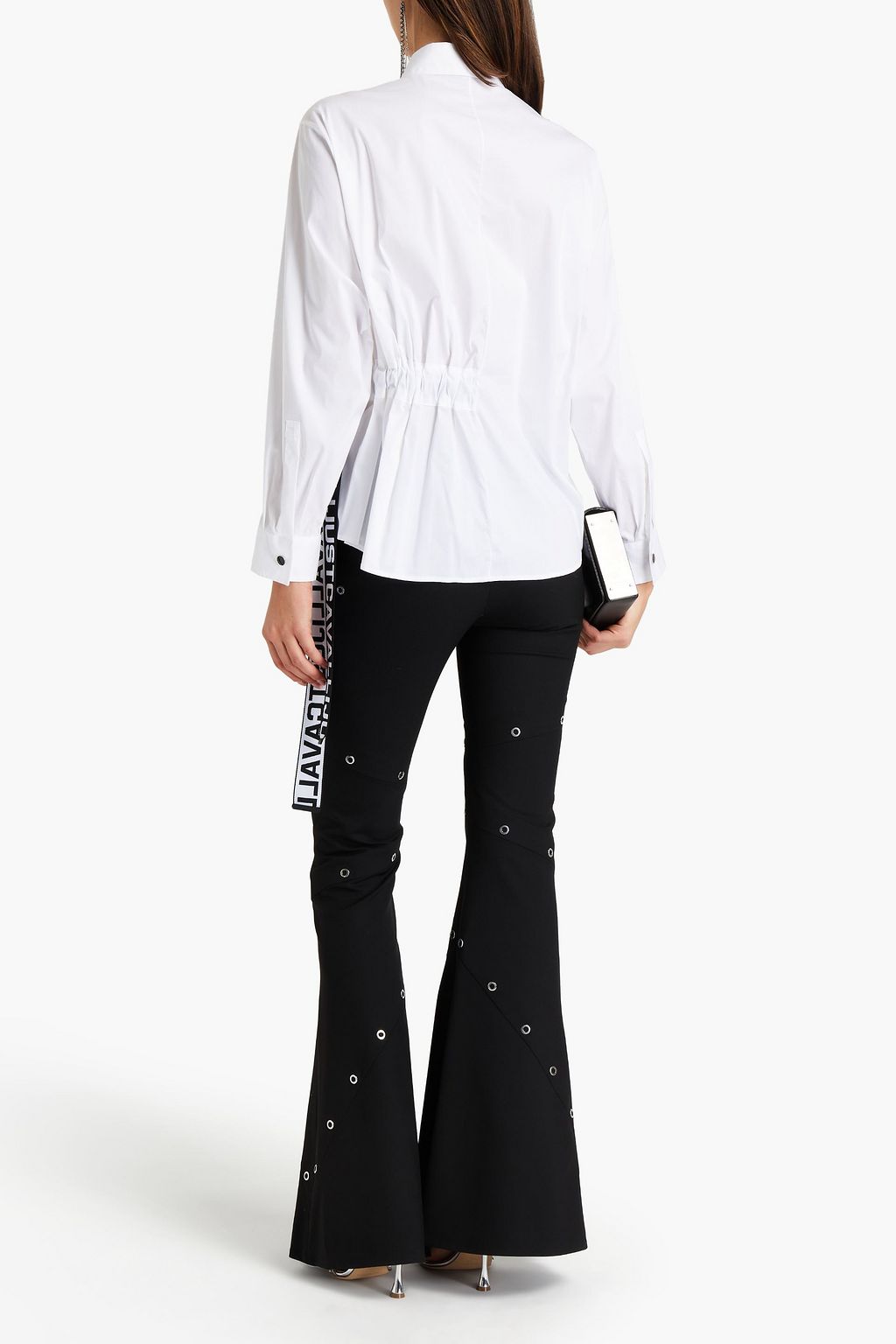 JUST CAVALLI Eyelet-embellished crepe flared pants