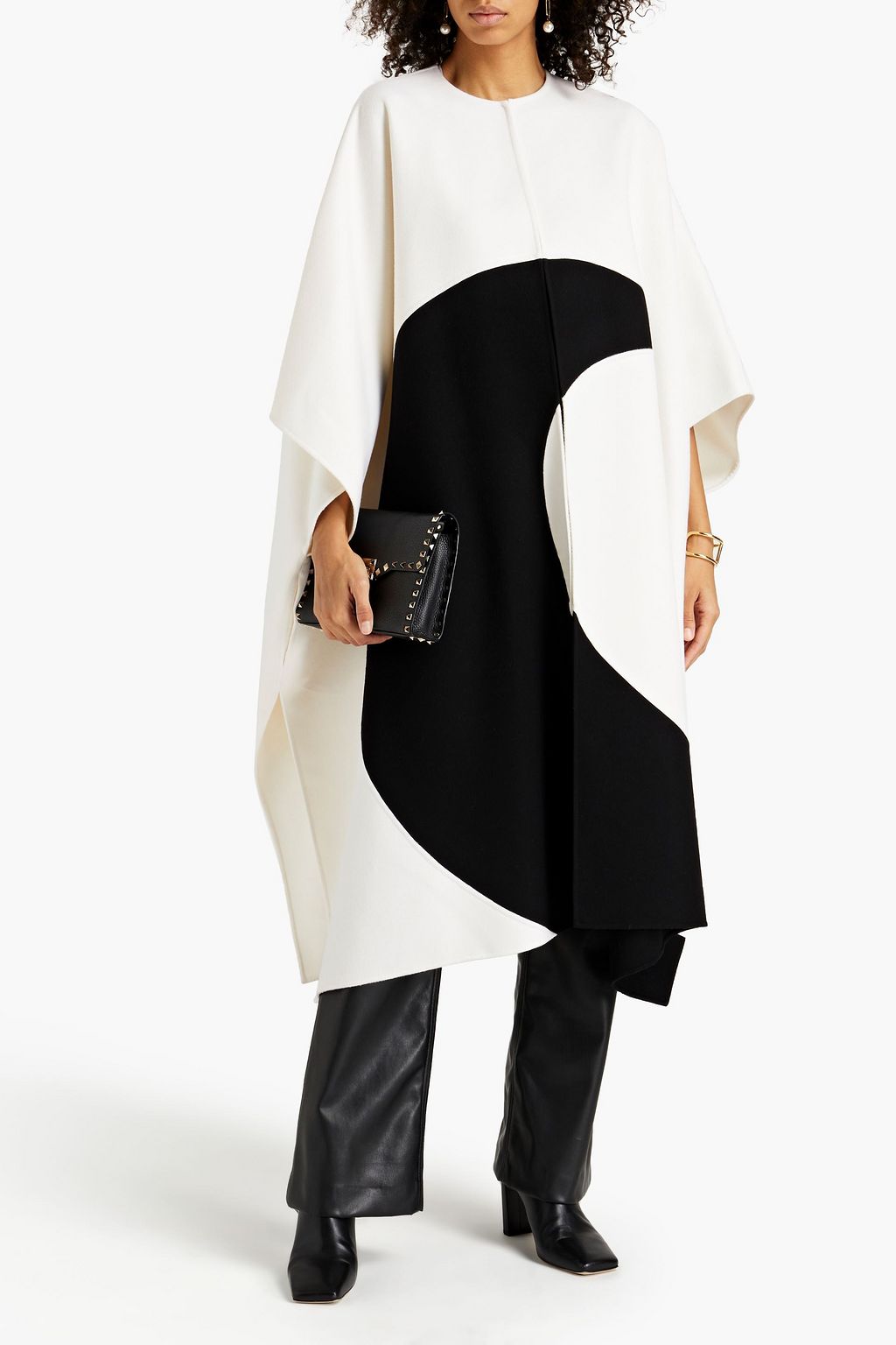 VALENTINO GARAVANI Two-tone wool and cashmere-blend felt cape