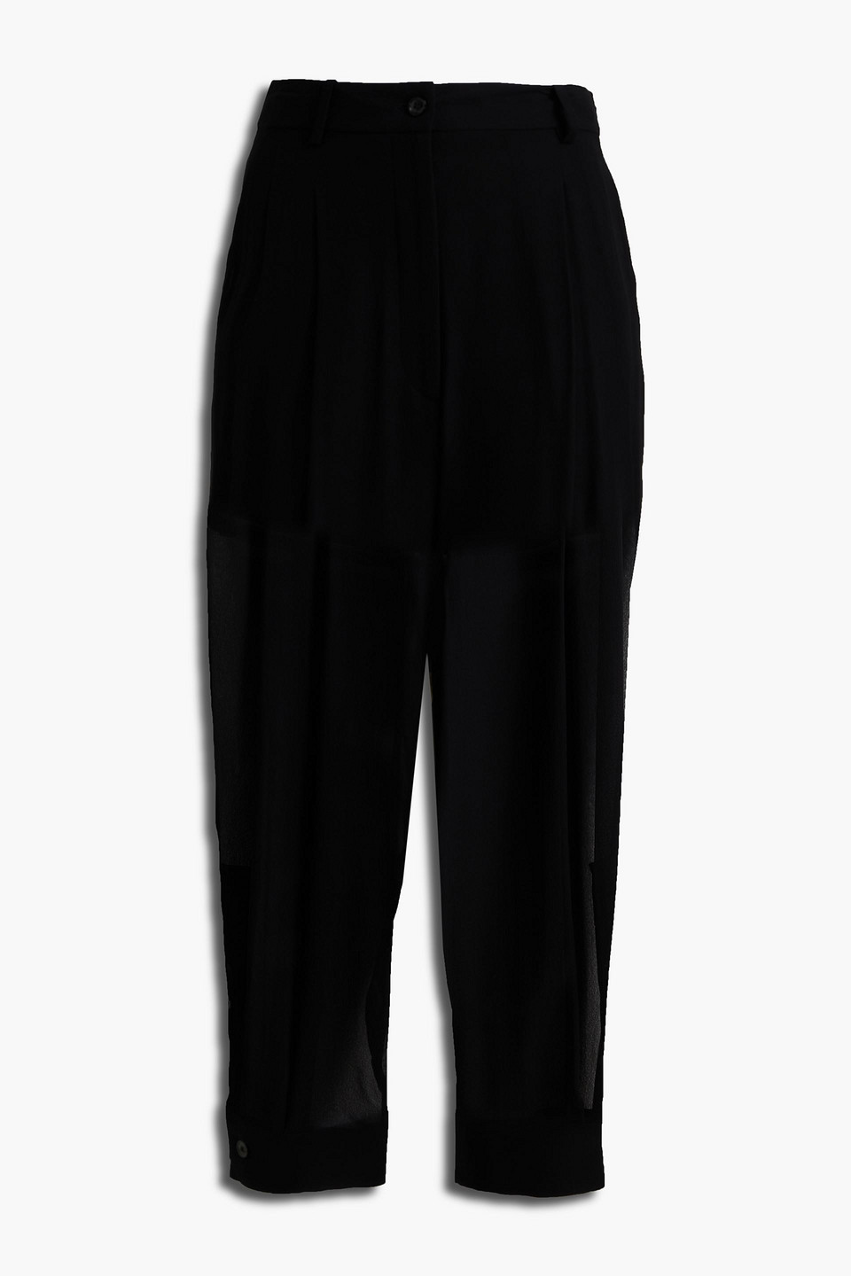 pucci - cropped pleated silk-georgette tapered pants - black - it 44