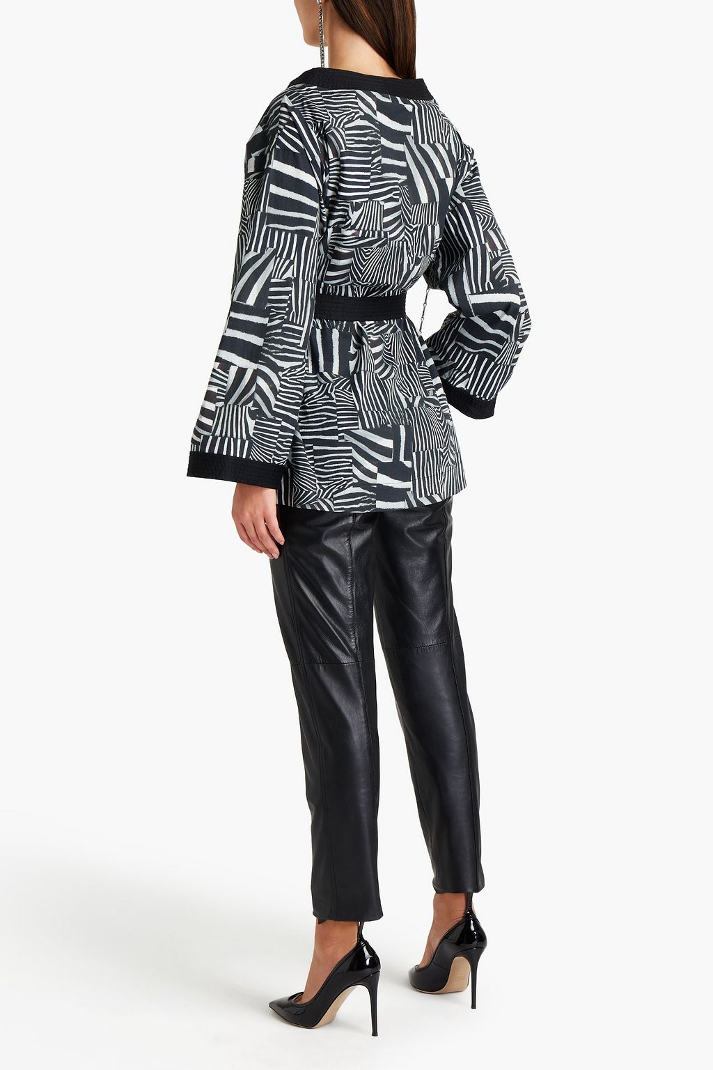 JUST CAVALLI Zebra-print cotton-blend kimono