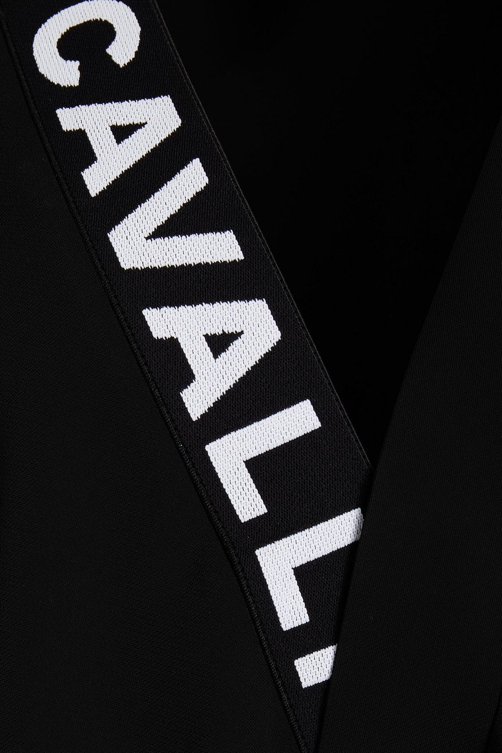 JUST CAVALLI Jacquard-trimmed stretch-crepe top