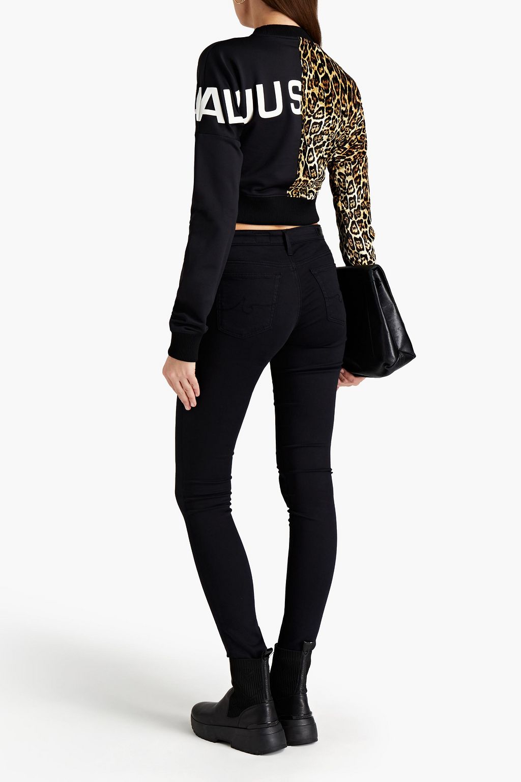 JUST CAVALLI Printed French terry and chenille sweatshirt