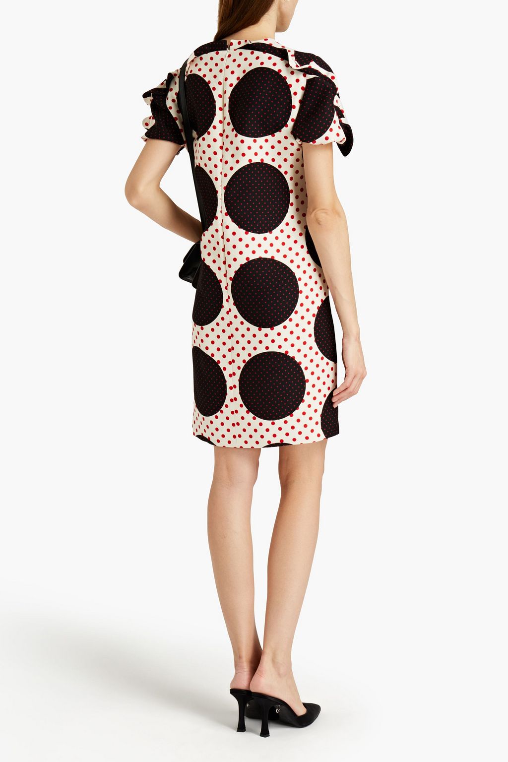 VALENTINO GARAVANI Ruffled polka-dot wool and silk-blend crepe mini dress