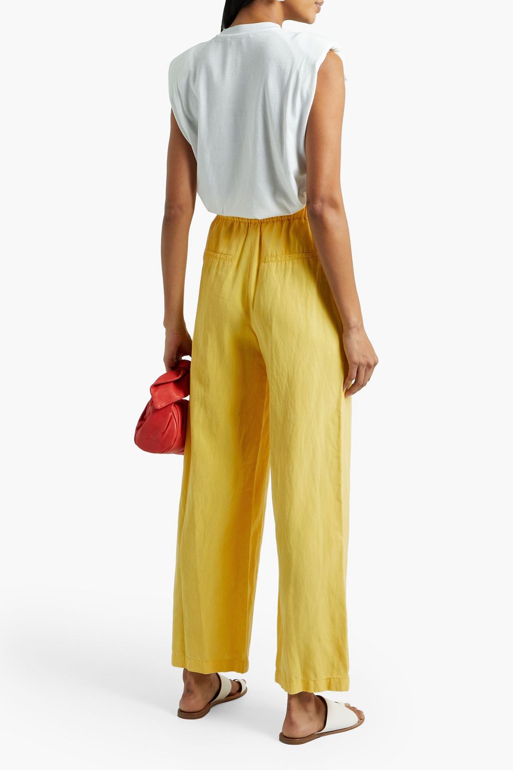 ALICE + OLIVIA Henry Lyocell, linen and cotton-blend twill wide-leg pants