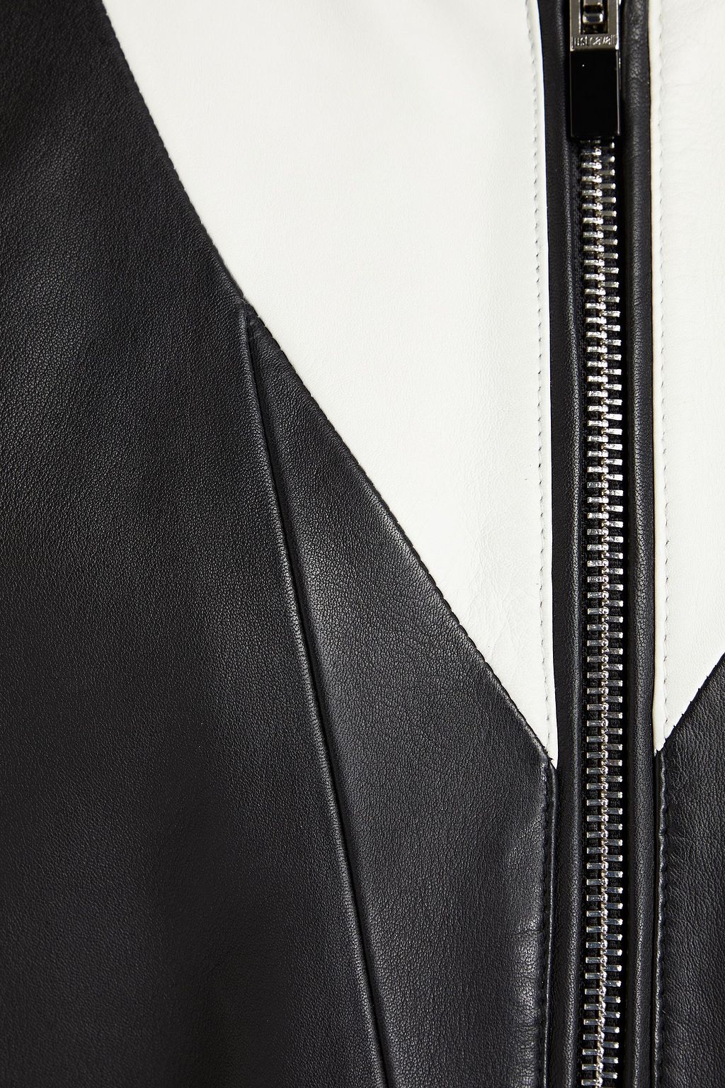 JUST CAVALLI Monogram-trimmed two-tone leather bomber jacket