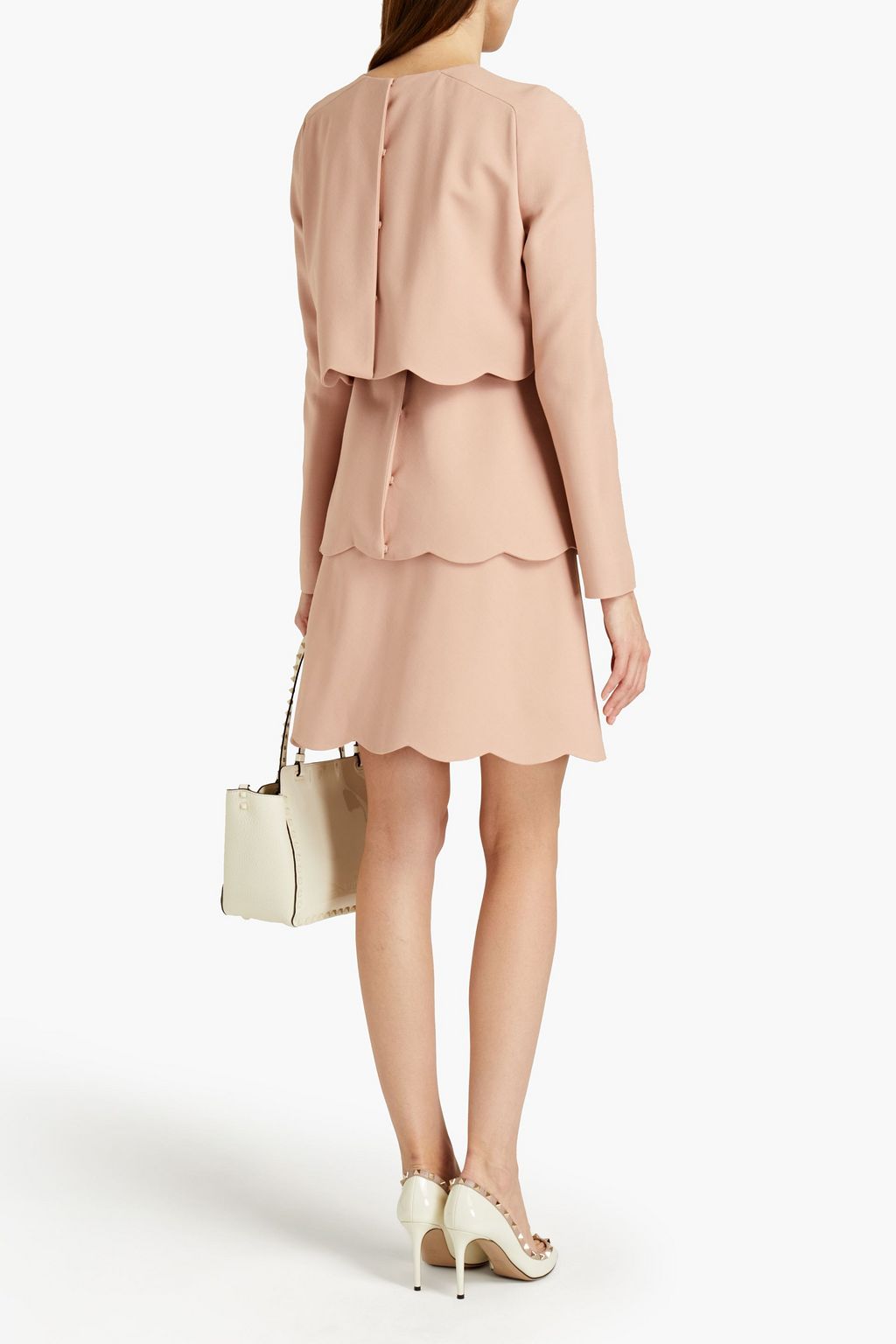 VALENTINO GARAVANI Tiered wool and silk-blend crepe mini dress