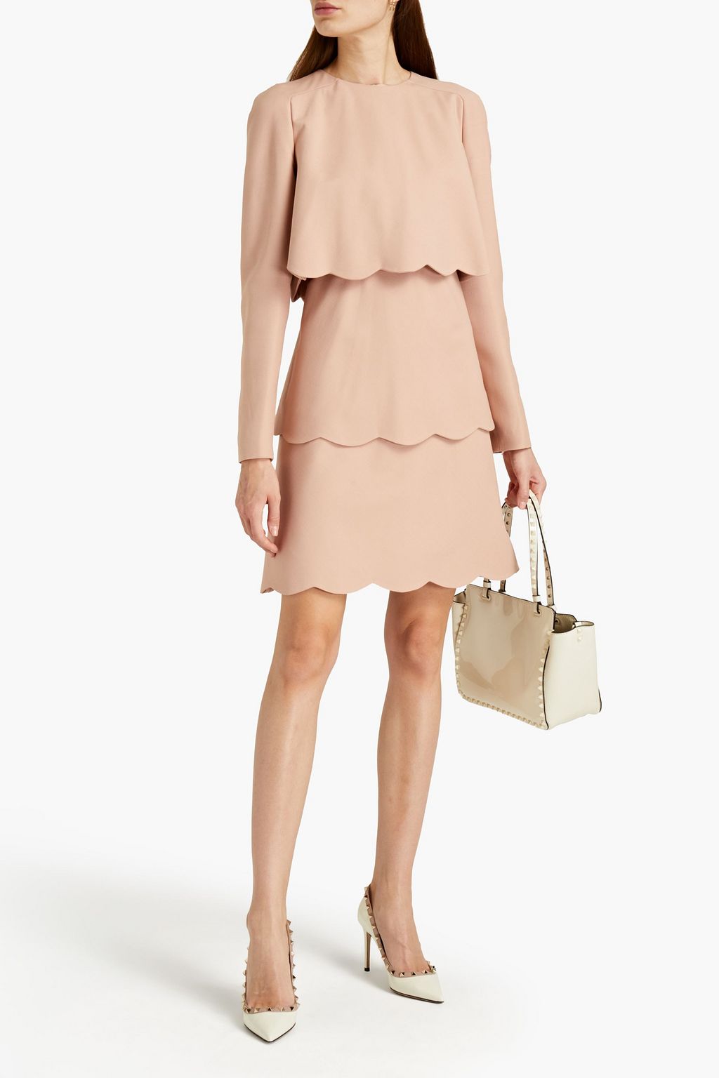 VALENTINO GARAVANI Tiered wool and silk-blend crepe mini dress