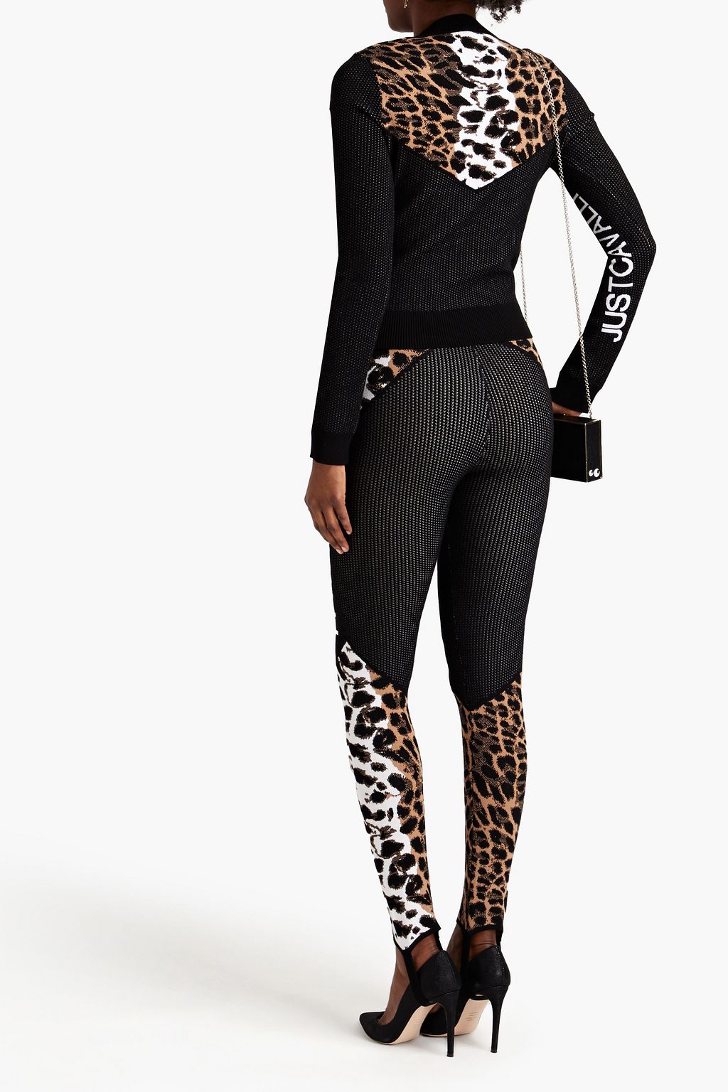 JUST CAVALLI Leopard-print intarsia-knit sweater