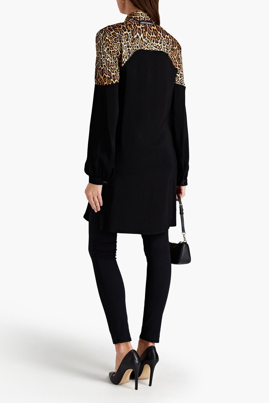 JUST CAVALLI Leopard-print satin and crepe shirt