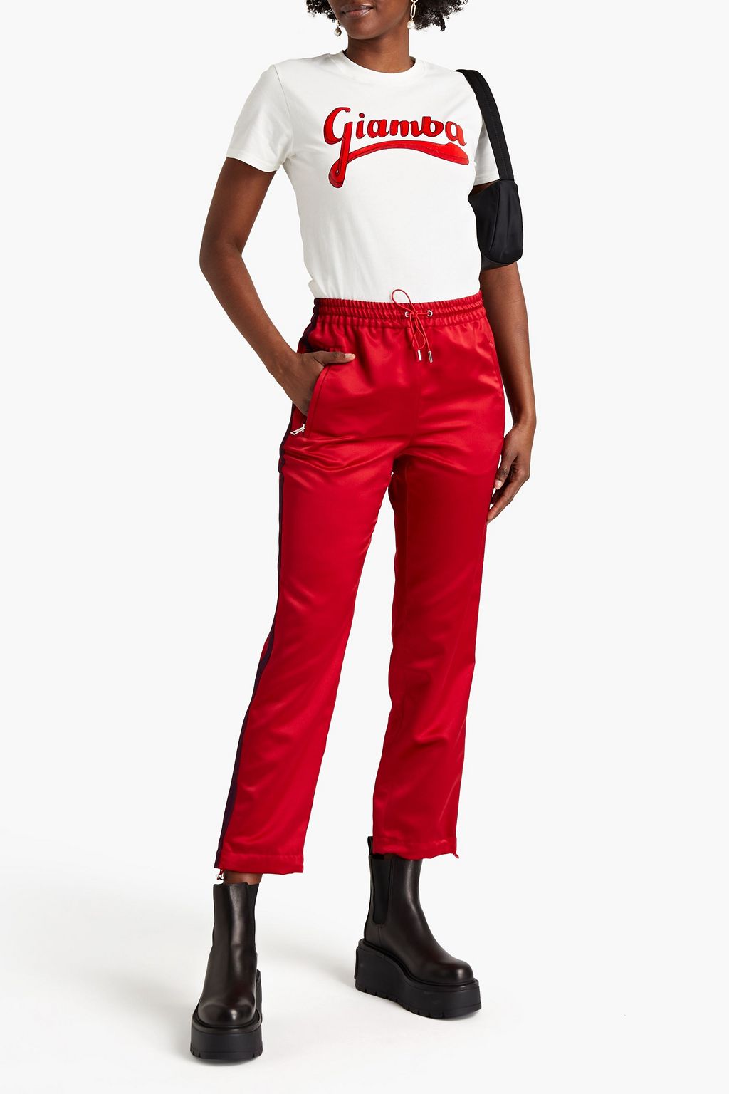 GIAMBA Striped satin track pants