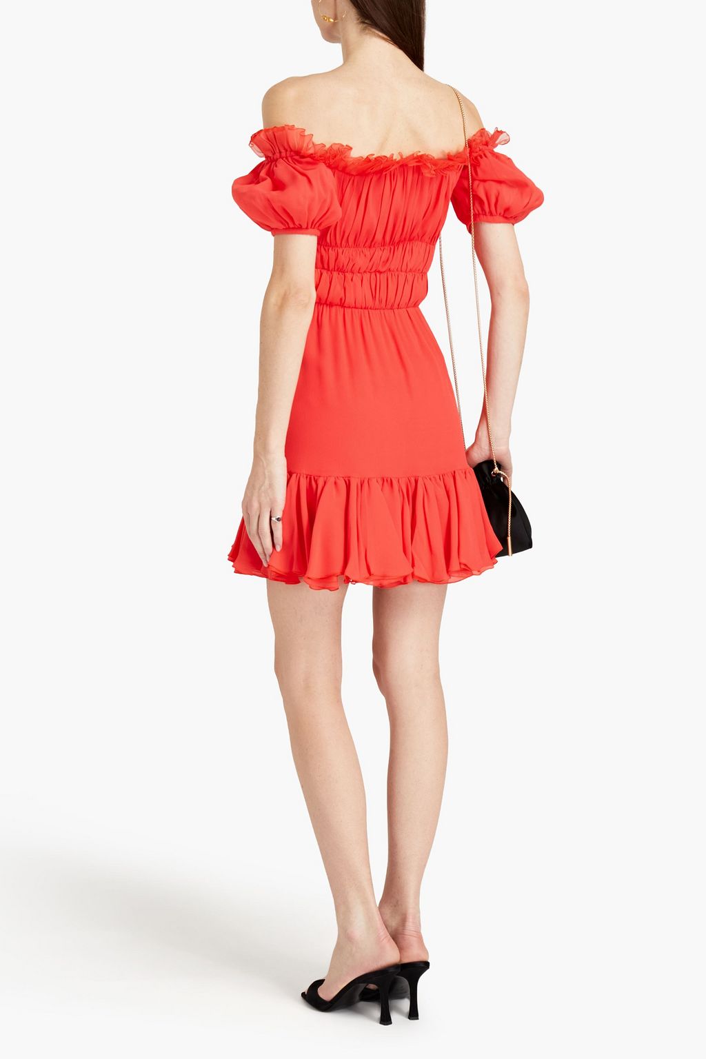 GIAMBATTISTA VALLI Off-the-shoulder shirred silk-chiffon mini dress