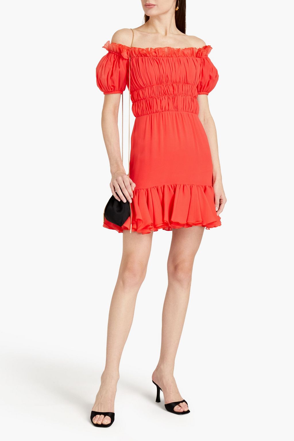 GIAMBATTISTA VALLI Off-the-shoulder shirred silk-chiffon mini dress