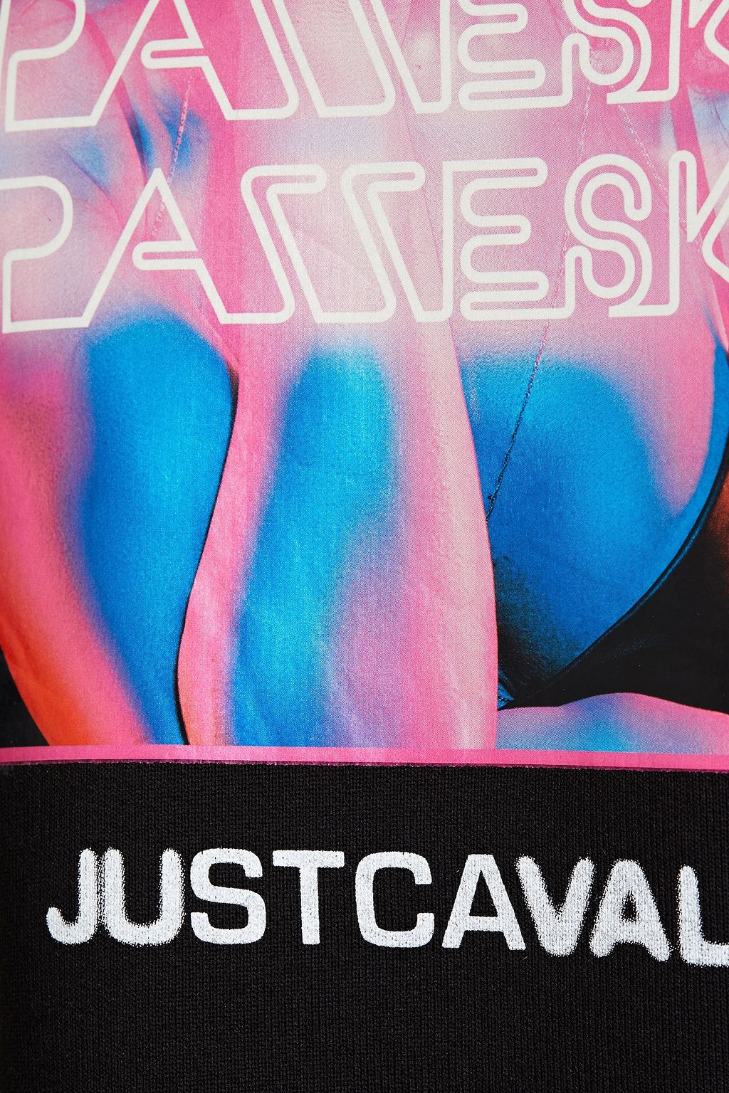 JUST CAVALLI Cropped printed French cotton-terry sweatshirt