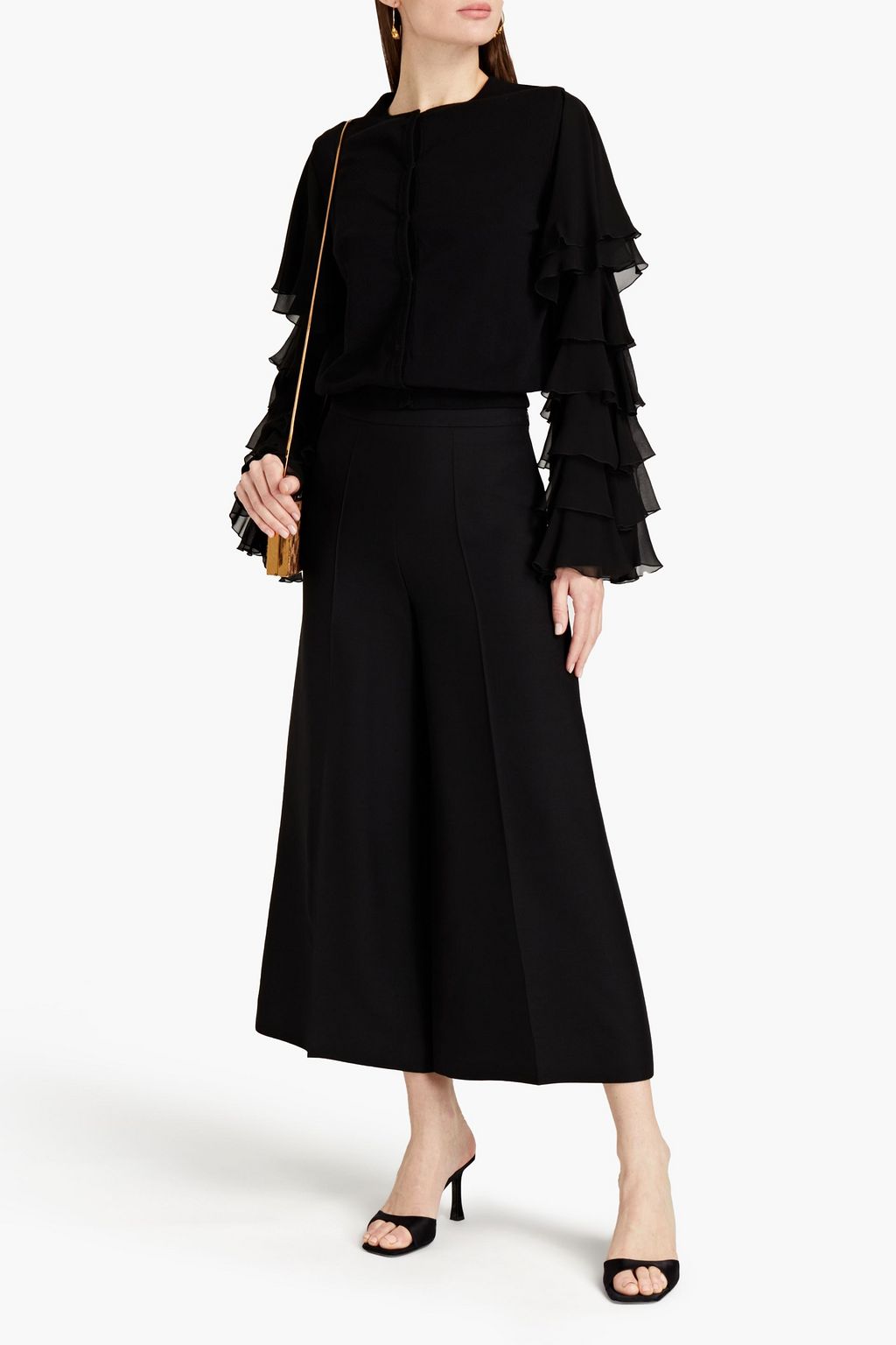 GIAMBATTISTA VALLI Chiffon-paneled knitted cardigan