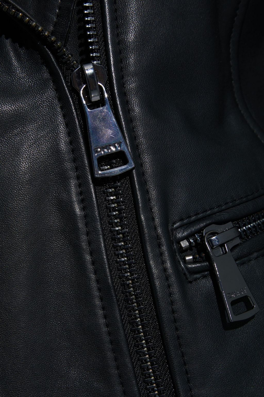 DKNY Moto textured-leather jacket