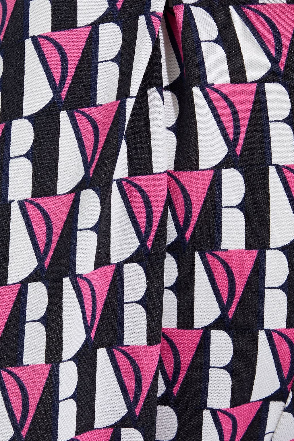 DIANE VON FURSTENBERG Caspian logo-print silk-jersey wide-leg pants