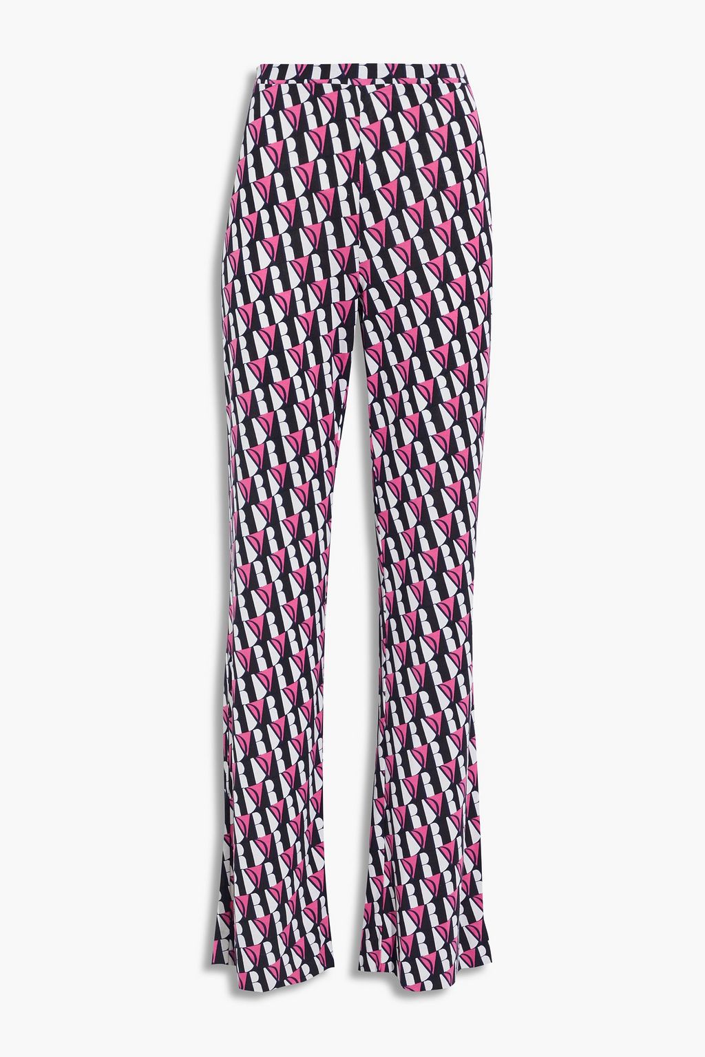 DIANE VON FURSTENBERG Caspian logo-print silk-jersey wide-leg pants ...