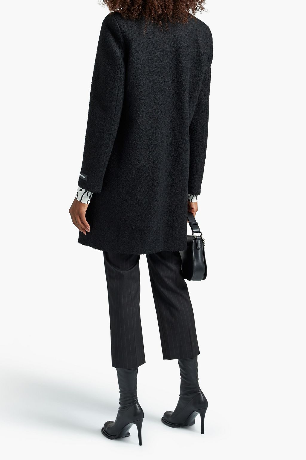 DKNY Zip-detailed wool-blend bouclé coat