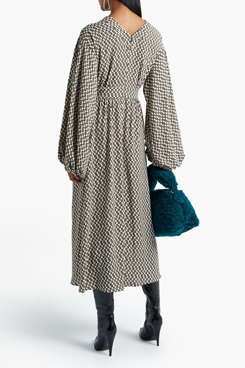 DIANE VON FURSTENBERG Hecuba gathered printed crepe midi dress