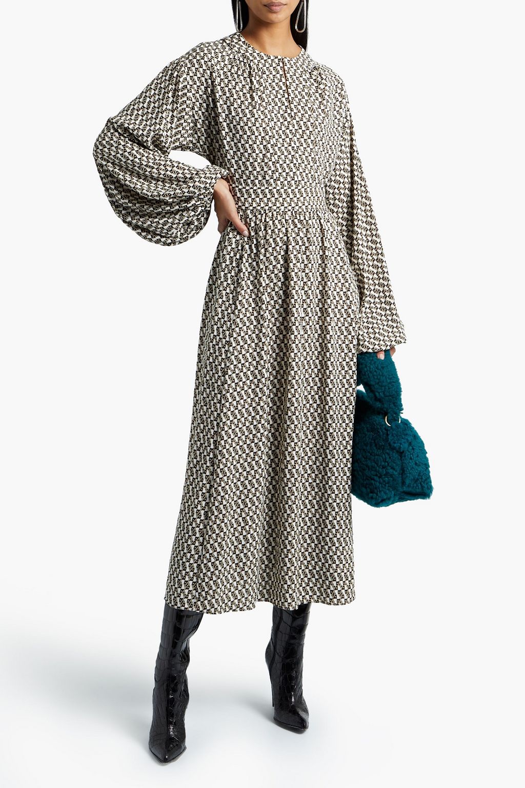 DIANE VON FURSTENBERG Hecuba gathered printed crepe midi dress