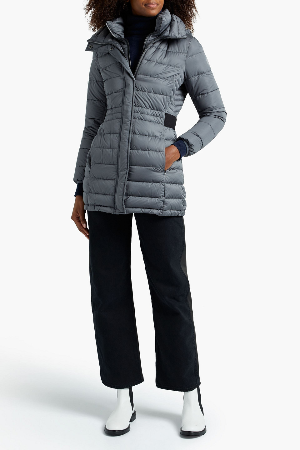 Dkny Quilted Shell Hooded Down Coat In Anthracite ModeSens