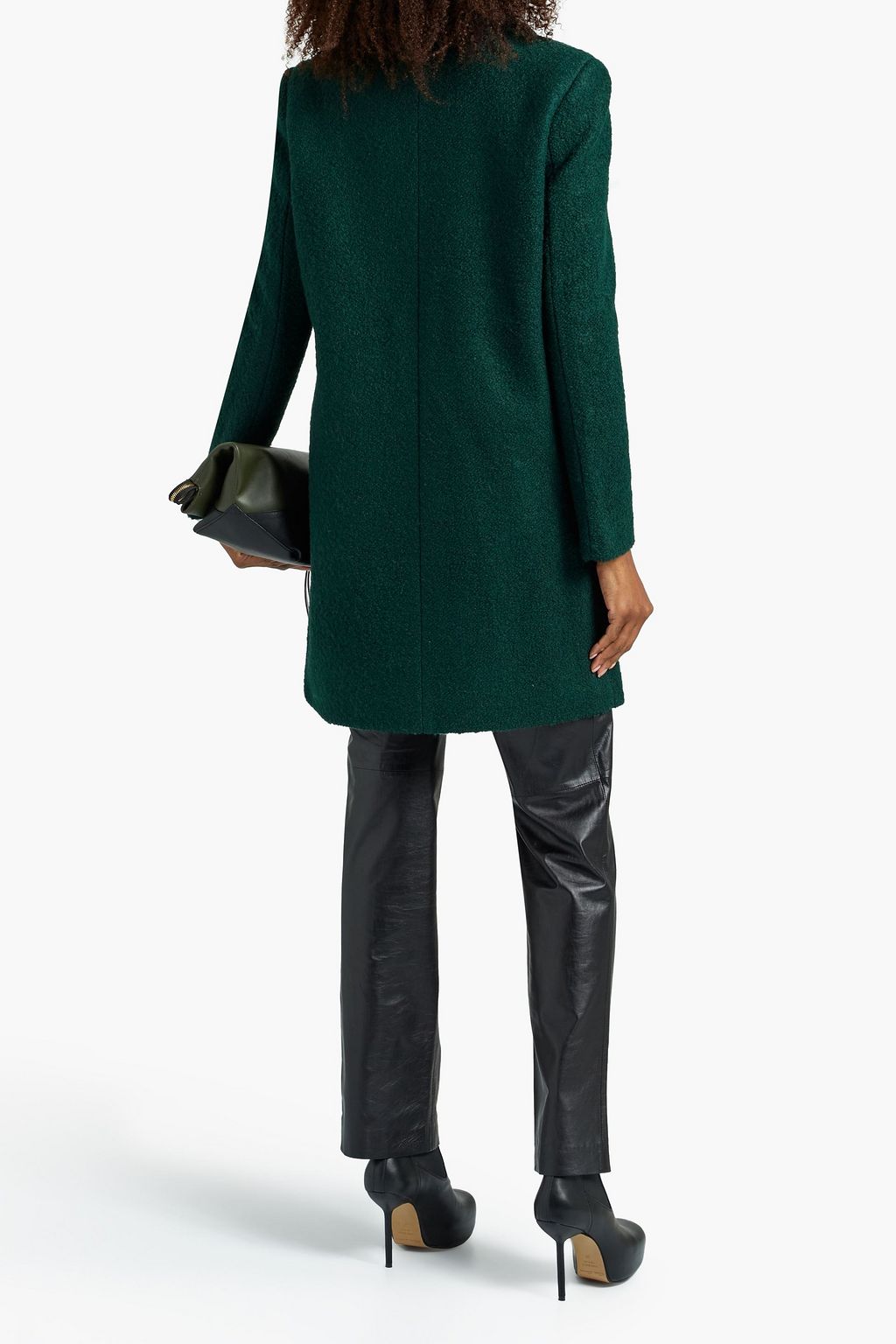 DKNY Zip-detailed wool-blend bouclé coat