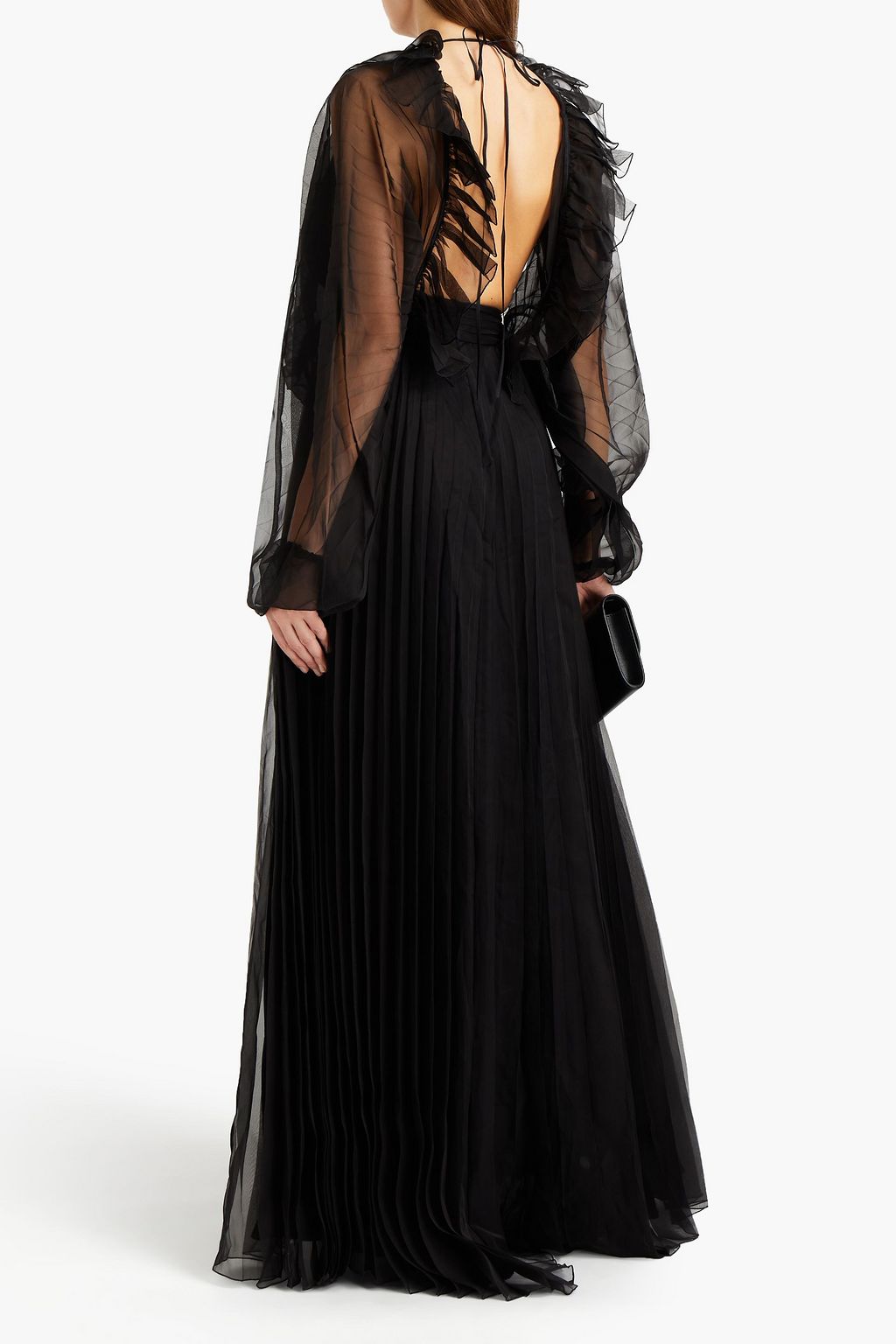 VALENTINO GARAVANI Cutout ruffled pleated silk-organza gown