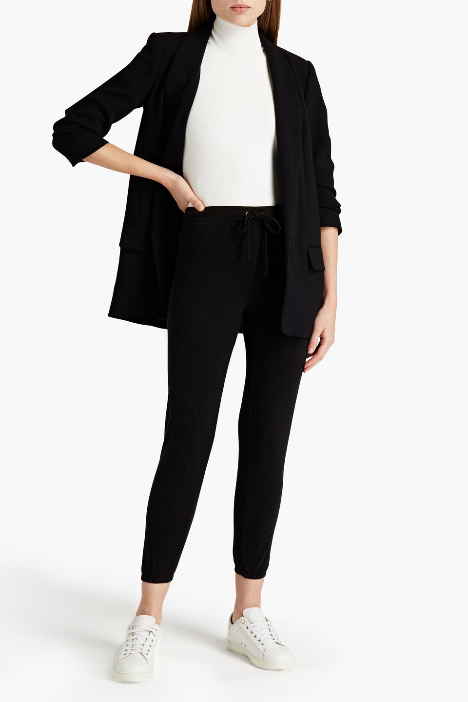 Enza Costa Cropped Tencel, Silk And Cashmere-blend French Terry Track Pants In Dark Brown