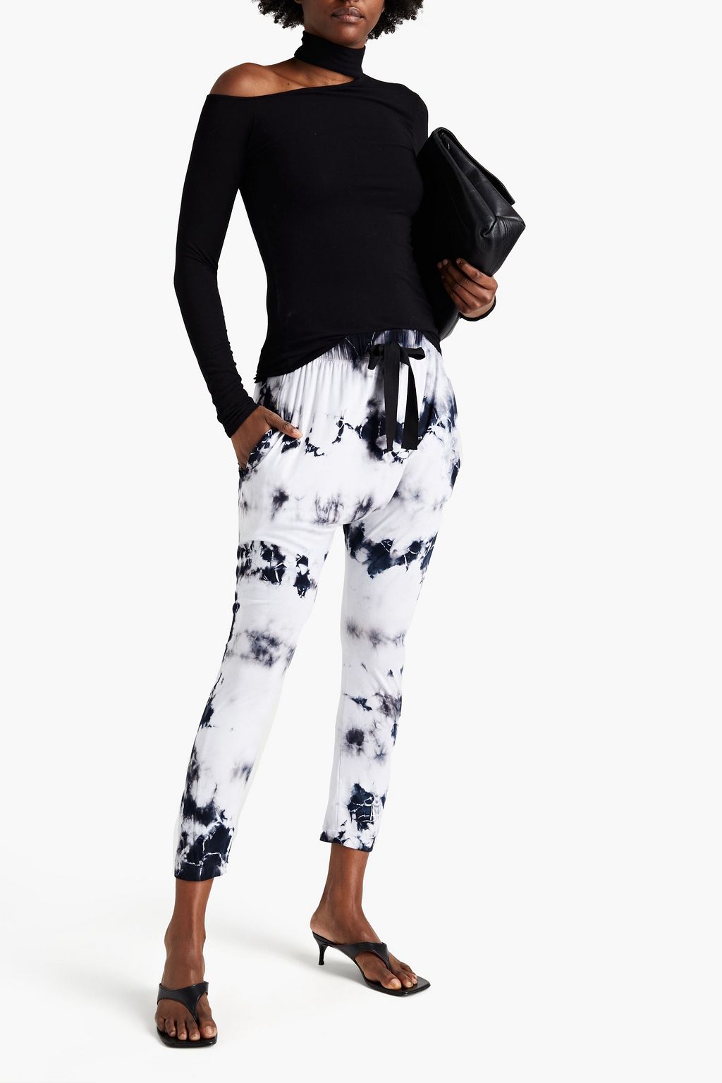ENZA COSTA Cropped tie-dyed jersey track pants