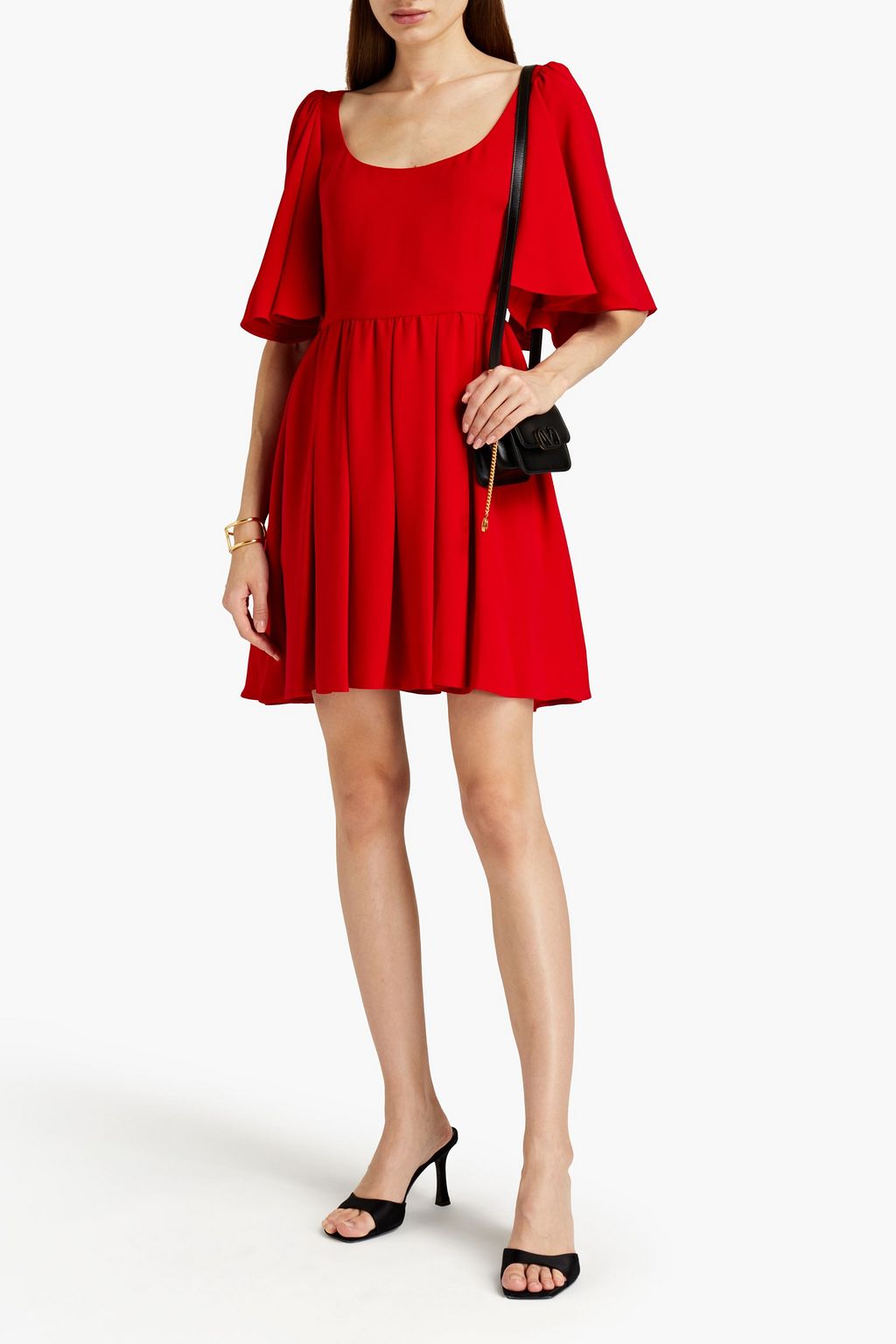 VALENTINO GARAVANI Gathered silk-crepe mini dress