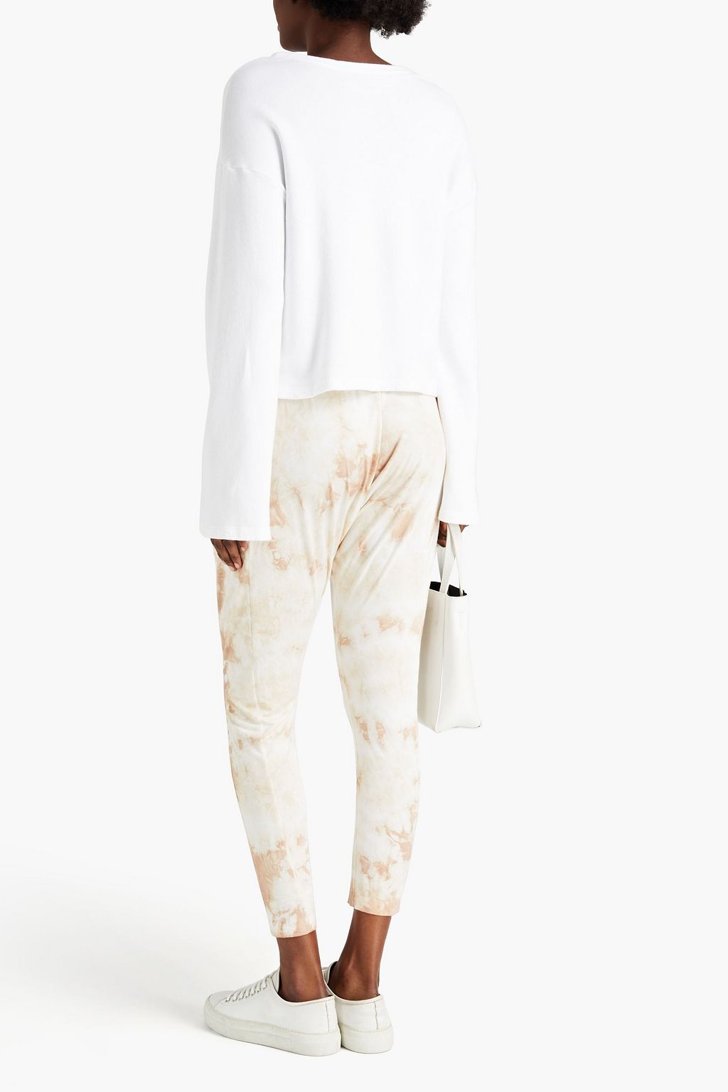 ENZA COSTA Cropped tie-dyed jersey track pants