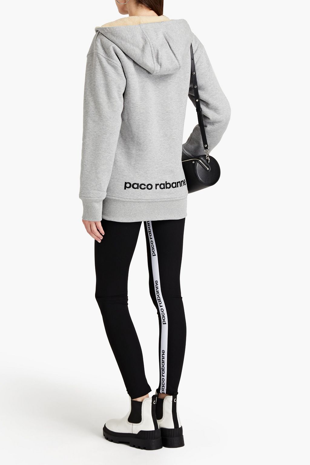 RABANNE Mélange French cotton-terry hoodie