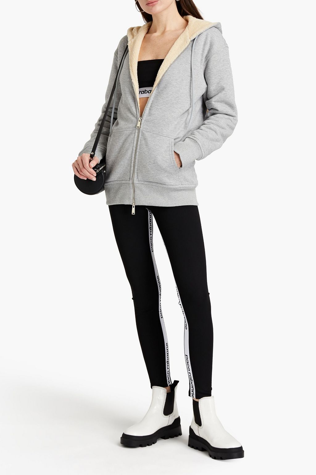 RABANNE Mélange French cotton-terry hoodie