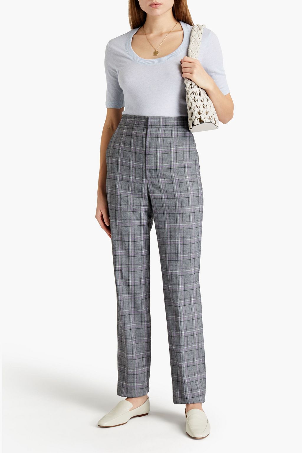 ENZA COSTA Mélange cotton and cashmere-blend top