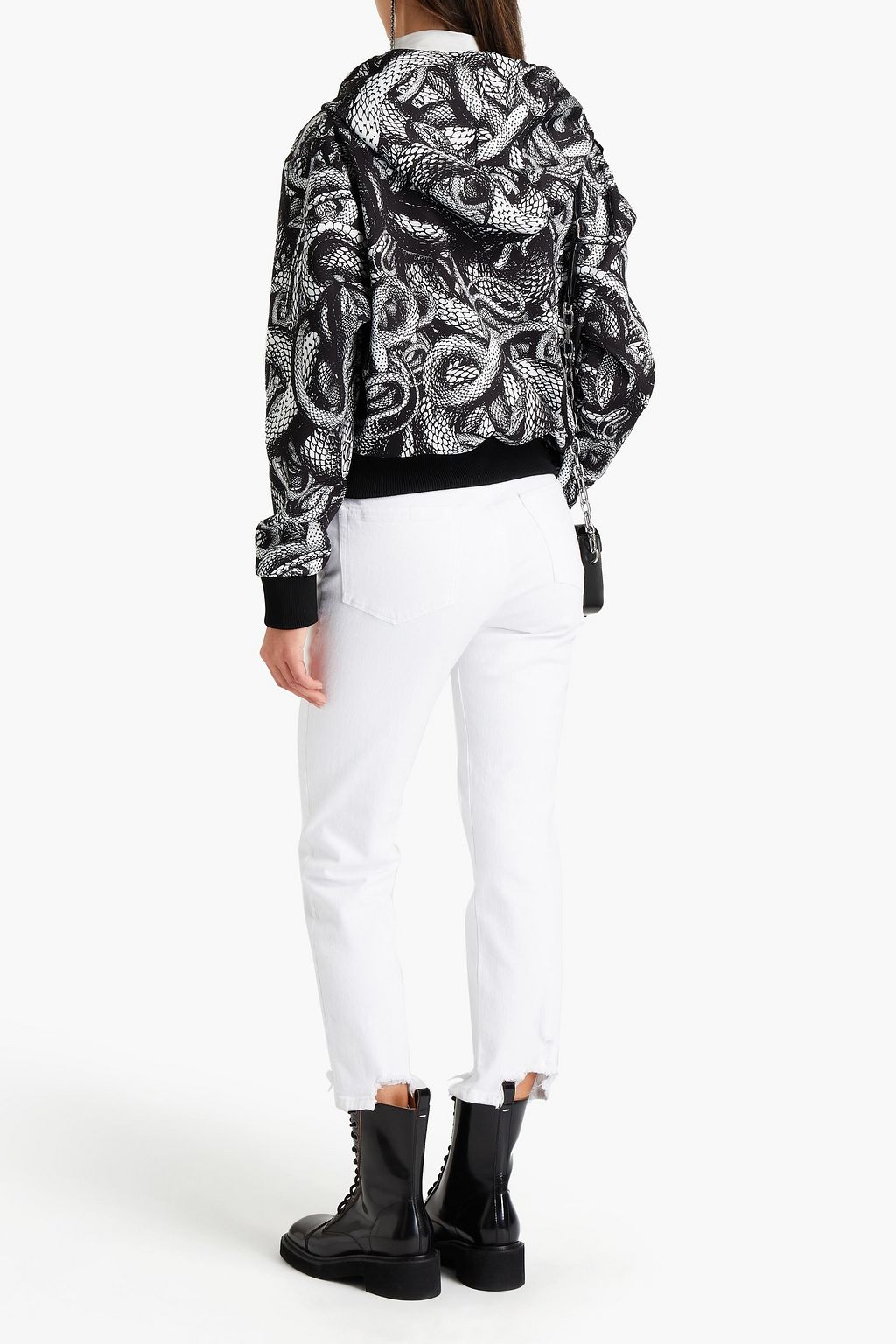 JUST CAVALLI Printed stretch-jersey hooded jacket