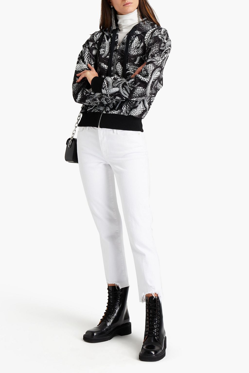 JUST CAVALLI Printed stretch-jersey hooded jacket