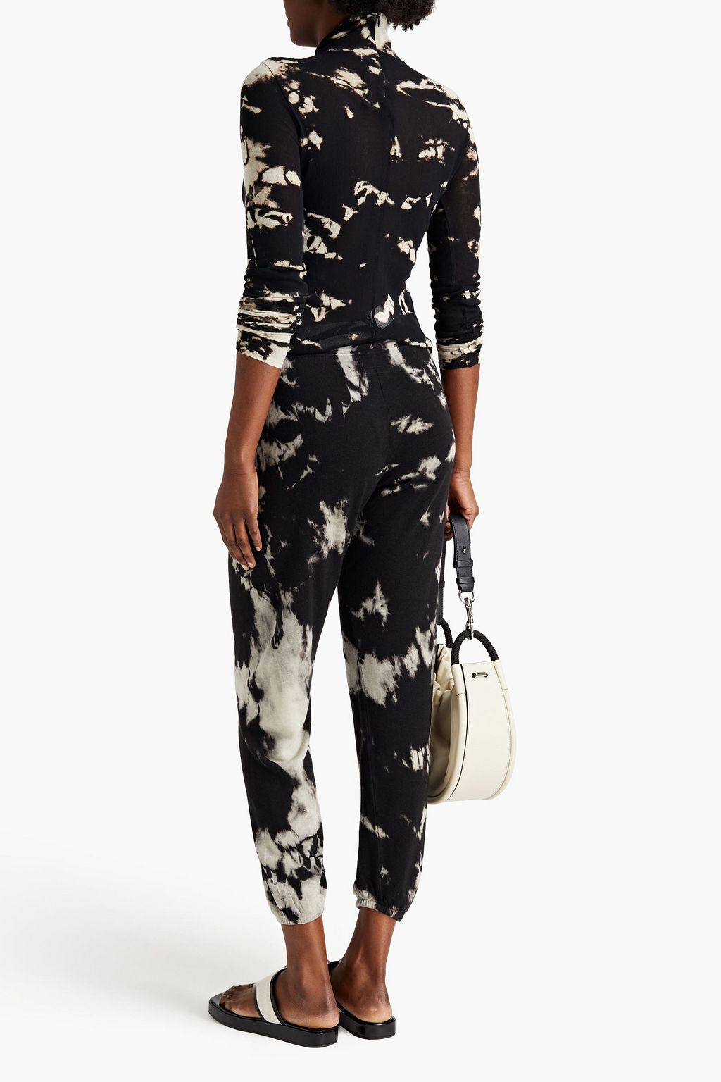ENZA COSTA Tie-dyed cotton-mesh top