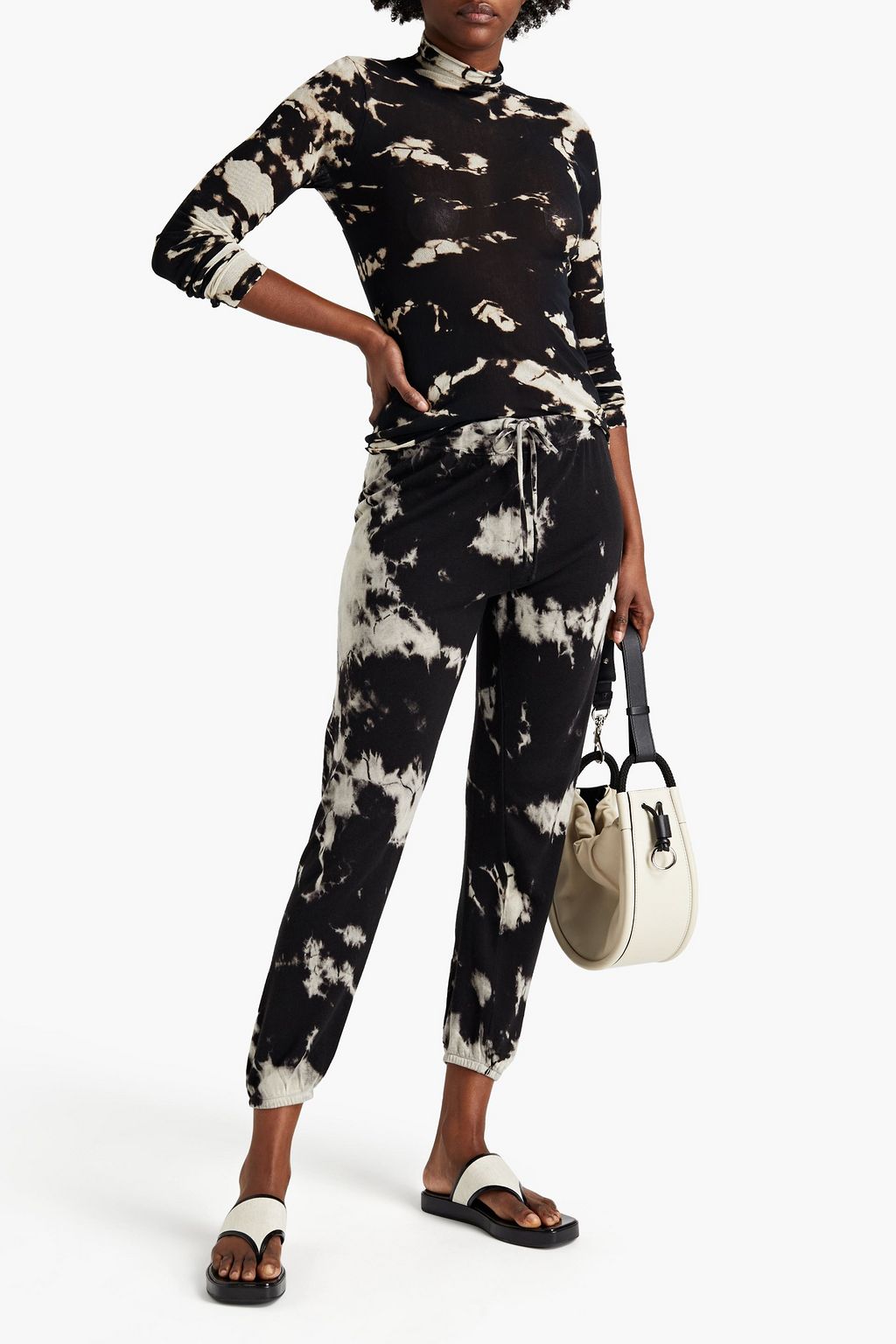 ENZA COSTA Tie-dyed cotton-mesh top
