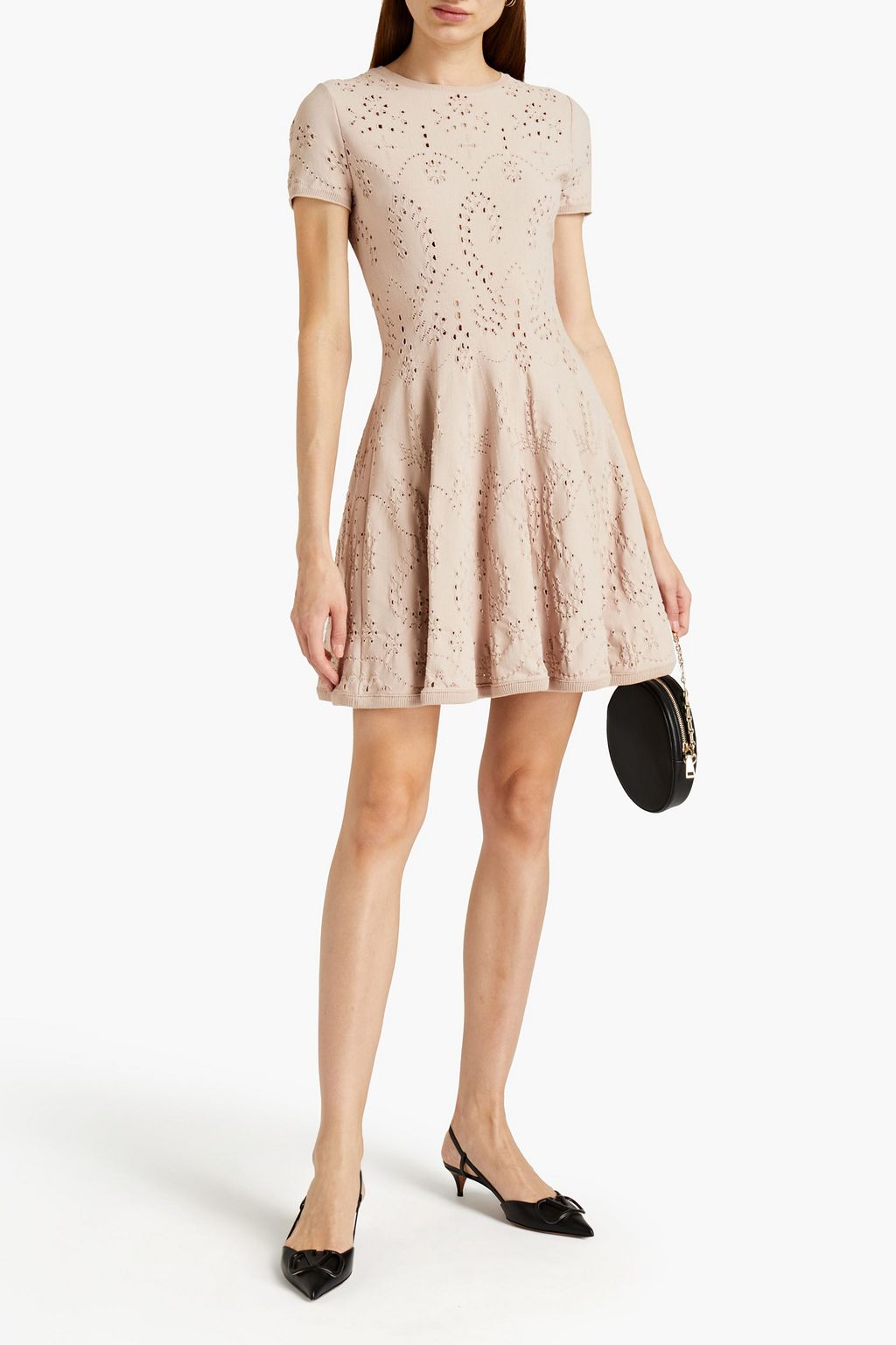 VALENTINO GARAVANI Laser-cut ponte mini dress