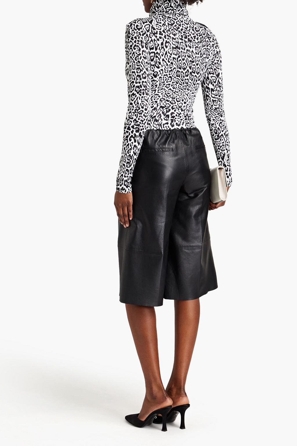JUST CAVALLI Leopard-print jersey turtleneck top