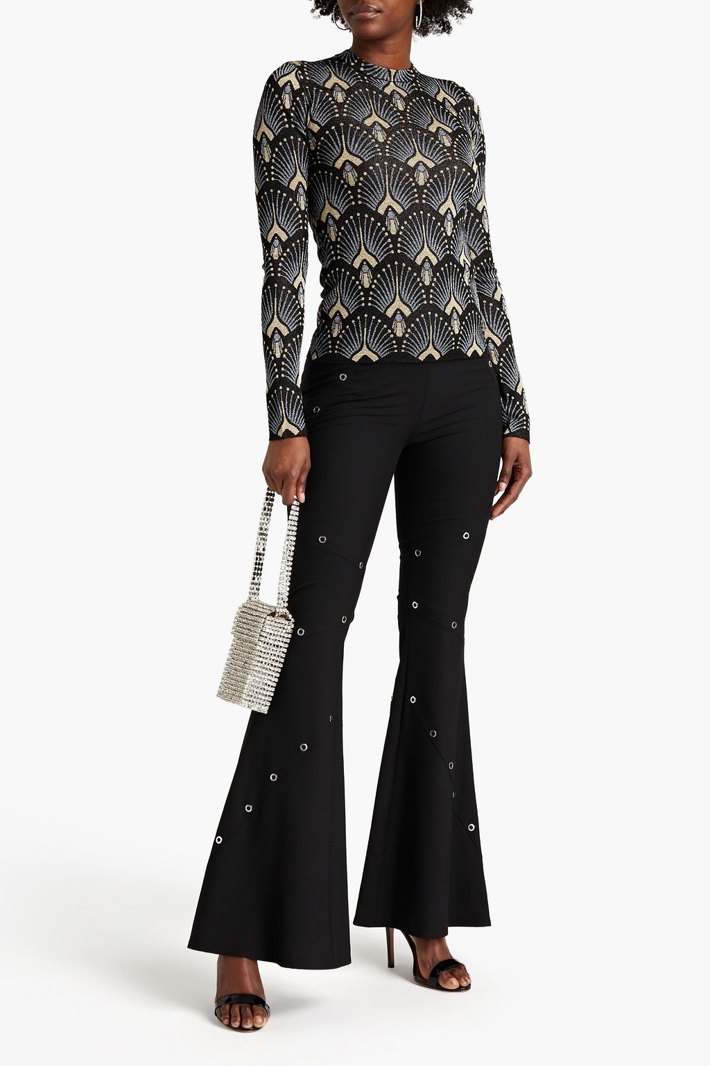 RABANNE Metallic jacquard-knit top