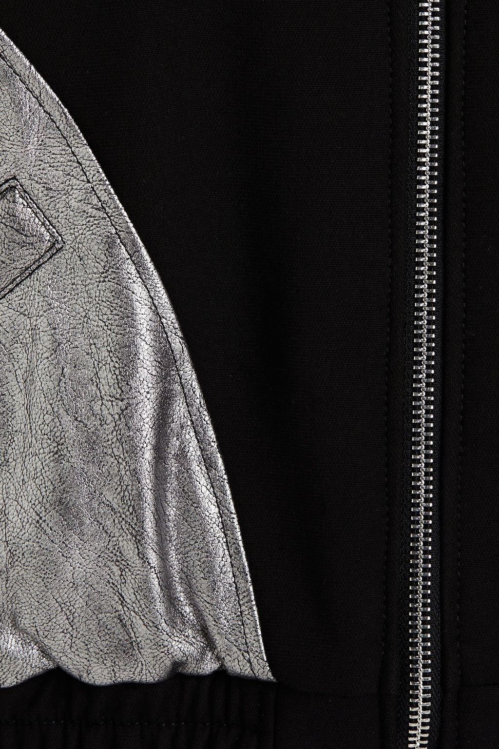 JUST CAVALLI Faux leather-trimmed vinyl-paneled crepe jacket