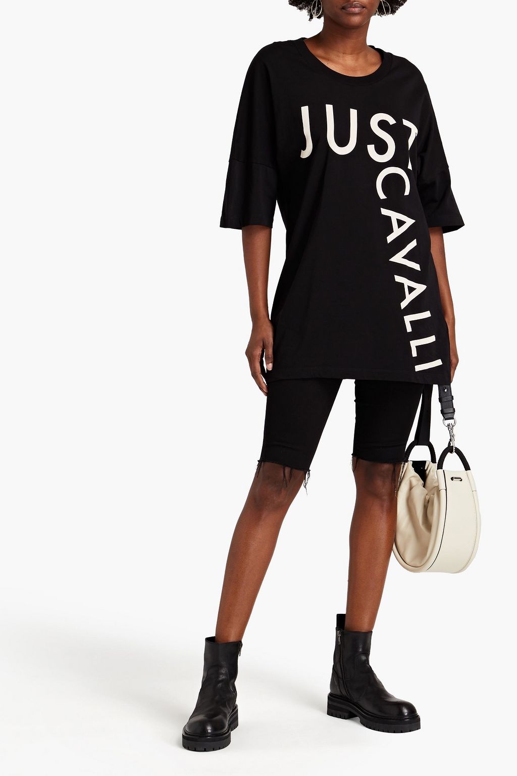 JUST CAVALLI Oversized printed cotton-jersey T-shirt