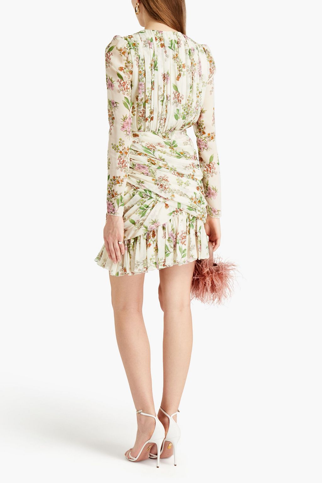 GIAMBATTISTA VALLI Wrap-effect pleated floral-print silk-chiffon mini dress